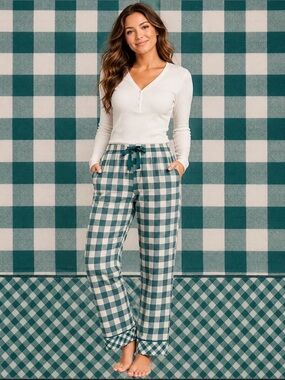 LandsEnd Women's Plus Print Flannel Pajama Pants 100% COTTON FLANNEL w/pockets!
